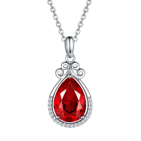 Sterling Silver Red Crystal Necklace