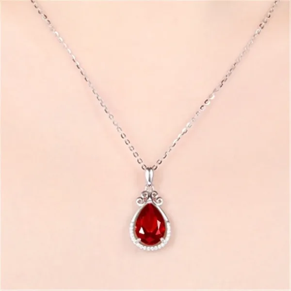 Red Crystal Sterling Silver Necklace