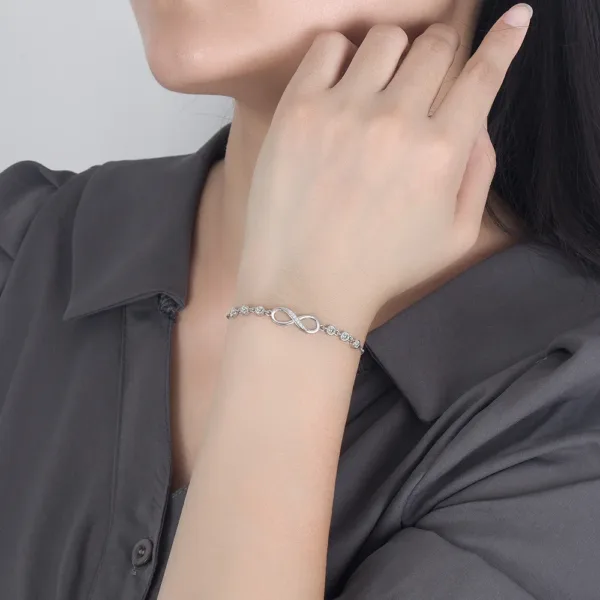 Sterling Silver Infinity Bracelet With Crystals
