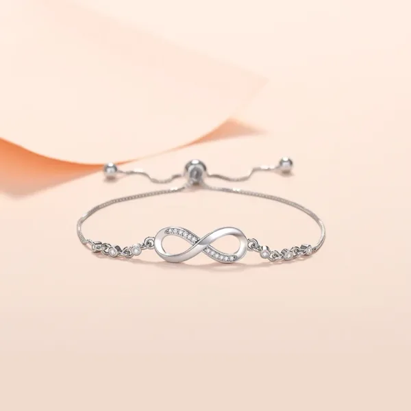 Sterling Silver Infinity Bracelet With Crystals