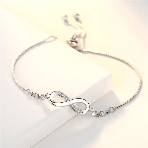 Sterling Silver Infinity Bracelet With Crystals