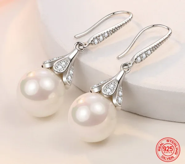 12mm fresh water pearls sterling silver earrings
