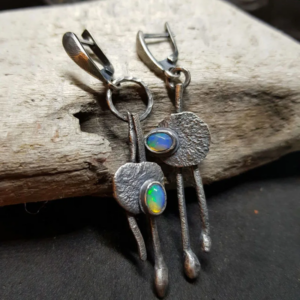 Vintage Tribal Pendant Opal Earrings