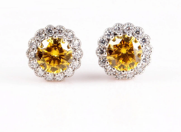 Citrine Sterling Silver Stud Earrings