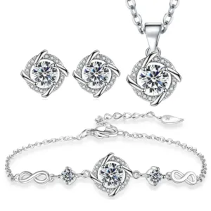Trendy Sterling Silver Jewellery Set: Timeless Sophistication for Every Occasion - White