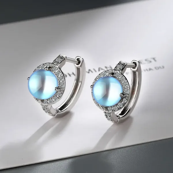 Sterling Silver Moonstone Crystal Earrings