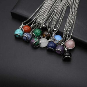 Round Stone Gemstone Pendant Necklaces