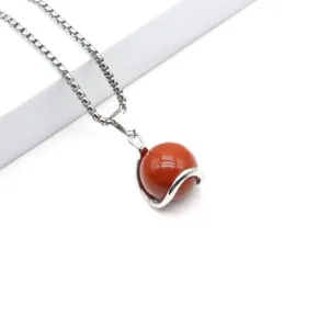 Natural Stone Round Gemstone Pendant Necklace - Vibrant Assortment - Rainbow Stone