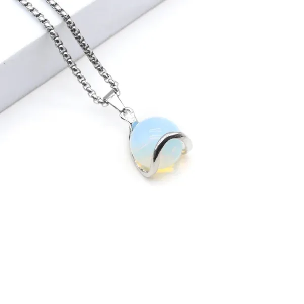 Natural Stone Round Gemstone Pendant Necklace - Vibrant Assortment - Image 9