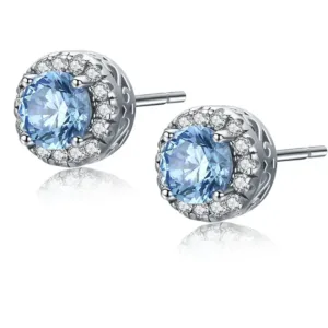 Sea Blue Sterling Silver Stud Earrings