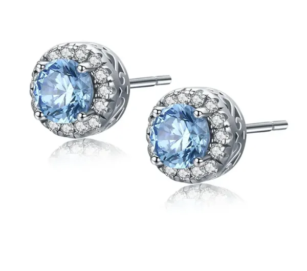 Sea Blue Sterling Silver Stud Earrings