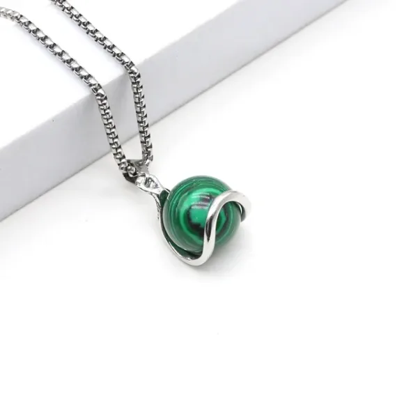 Natural Stone Round Gemstone Pendant Necklace - Vibrant Assortment - Image 10