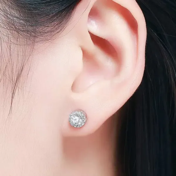 Sea Blue CZ 925 Sterling Silver Stud Earrings - Image 7