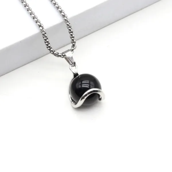 Natural Stone Round Gemstone Pendant Necklace - Vibrant Assortment - Image 5