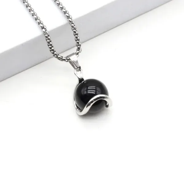 Natural Stone Round Gemstone Pendant Necklace - Vibrant Assortment - Image 16