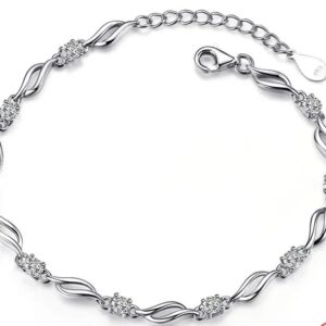 Sterling Silver Crystal Bracelet Chain