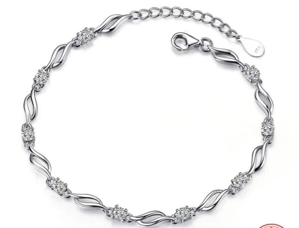 Sterling Silver Crystal Bracelet Chain