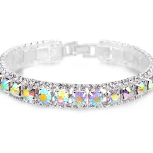 Sterling Silver Bracelet with AAA Zircon Austrian Crystals - AB