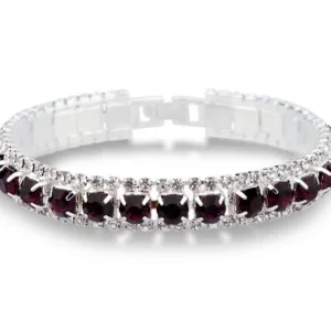 Sterling Silver Bracelet with AAA Zircon Austrian Crystals - Purple