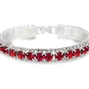 Sterling Silver Bracelet with AAA Zircon Austrian Crystals - Red