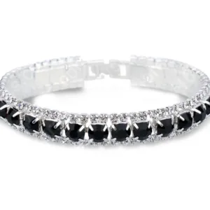 Sterling Silver Bracelet with AAA Zircon Austrian Crystals - black