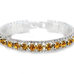 Sterling Silver Bracelet with AAA Zircon Austrian Crystals - orange