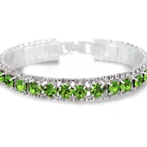 Sterling Silver Bracelet with AAA Zircon Austrian Crystals - Light green