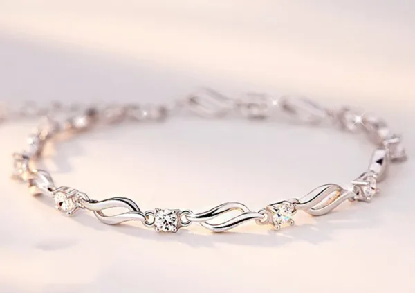 Sterling Silver Crystal Bracelet Chain For Women - Image 6