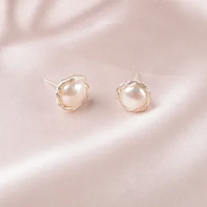 ASHIQI Handmade Real 925 Sterling Silver Stud Unusual Earrings Trendy for Women Natural Freshwater Pearl Jewelry Gift