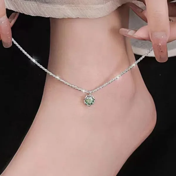 Zircon Sterling Silver Anklet