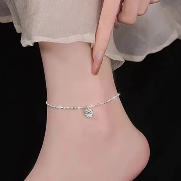 Zircon Sterling Silver Anklet