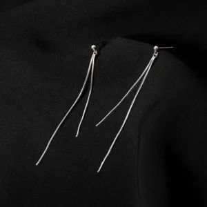 Korean Long Tassel Pearl Dangle Earrings for Women Luxury Full Rhinestone Gold Color Drop Earrings Wedding Party Jewelry Gift - Silver-08